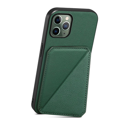 iPhone 11 Pro Calf Texture Leather Case with Dual Card Slots and Stand Function