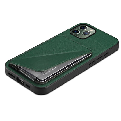 iPhone 11 Pro Calf Texture Leather Case with Dual Card Slots and Stand Function