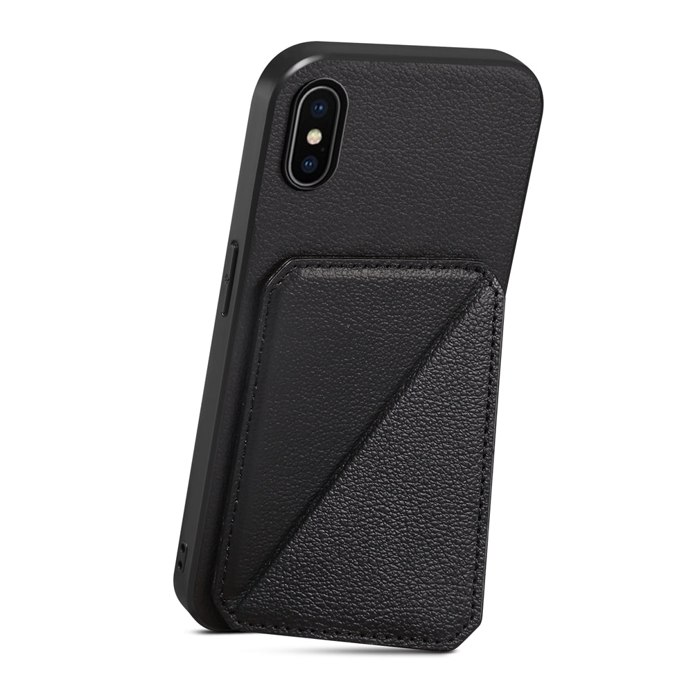 iPhone XS Calf Texture Leather Case with Dual Card Slots and Stand Function