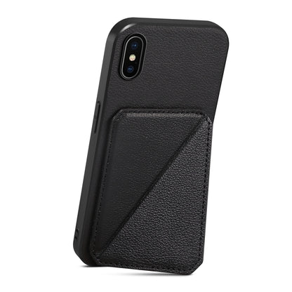 iPhone XS Calf Texture Leather Case with Dual Card Slots and Stand Function
