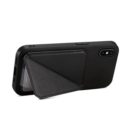 iPhone X Calf Texture Leather Case with Dual Card Slots and Stand Function