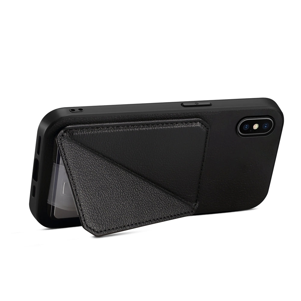 iPhone XS Calf Texture Leather Case with Dual Card Slots and Stand Function