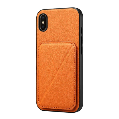 iPhone X Calf Texture Leather Case with Dual Card Slots and Stand Function