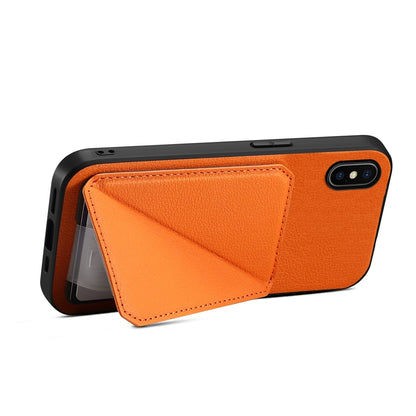 iPhone X Calf Texture Leather Case with Dual Card Slots and Stand Function