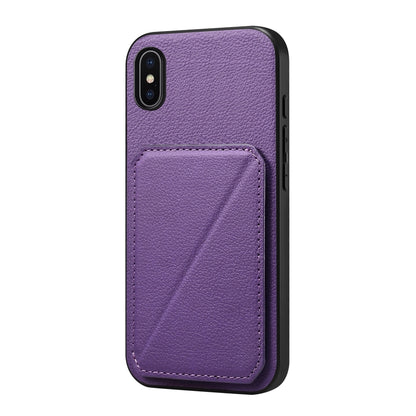 iPhone X Calf Texture Leather Case with Dual Card Slots and Stand Function
