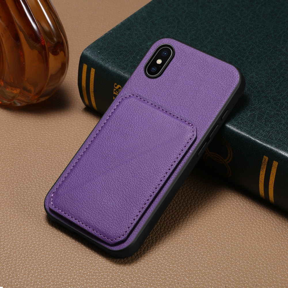 iPhone X Calf Texture Leather Case with Dual Card Slots and Stand Function