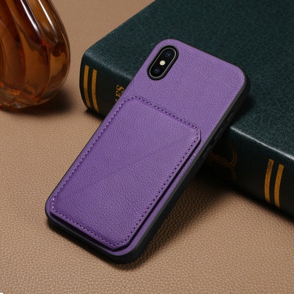 iPhone X Calf Texture Leather Case with Dual Card Slots and Stand Function