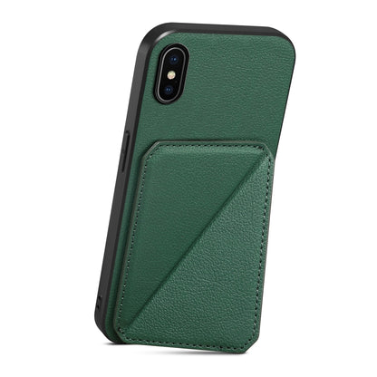 iPhone X Calf Texture Leather Case with Dual Card Slots and Stand Function