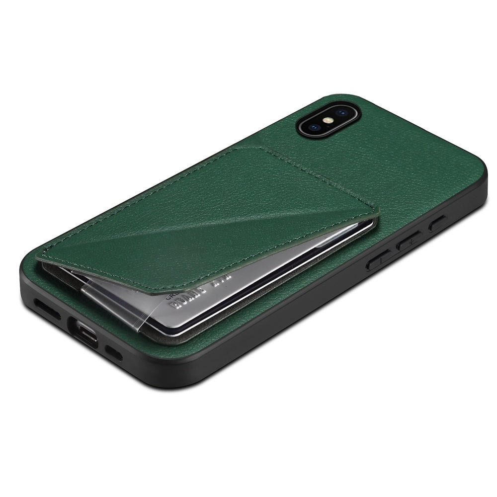 iPhone X Calf Texture Leather Case with Dual Card Slots and Stand Function