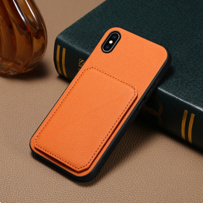 iPhone XS Max Calf Texture Leather Case with Dual Card Slots and Stand Function
