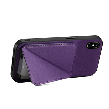 iPhone XS Max Calf Texture Leather Case with Dual Card Slots and Stand Function