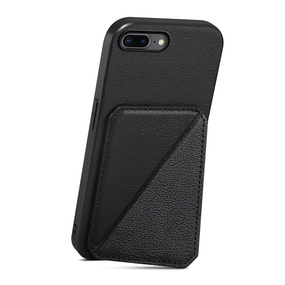 iPhone 8 Plus Calf Texture Leather Case with Dual Card Slots and Stand Function