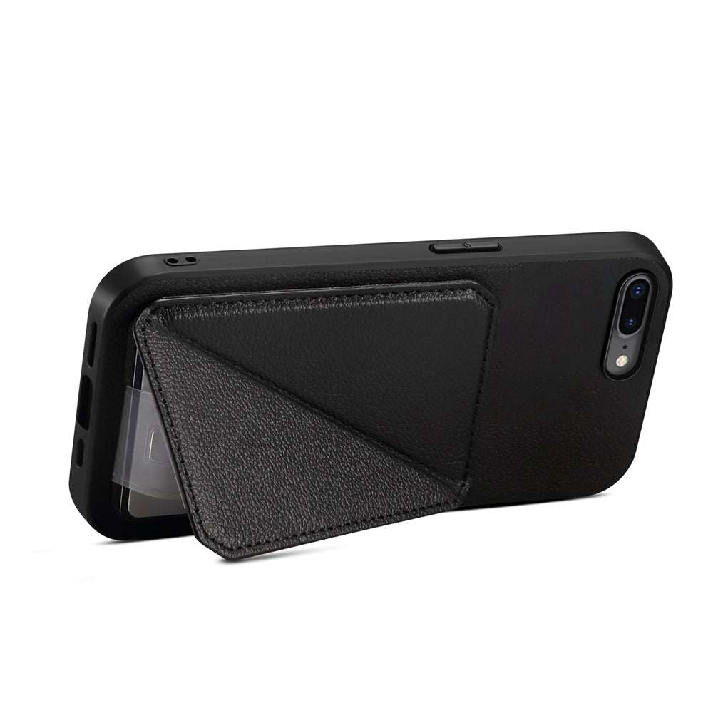 iPhone 8 Plus Calf Texture Leather Case with Dual Card Slots and Stand Function