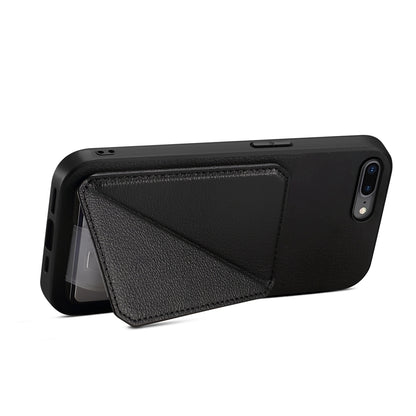 iPhone 8 Plus Calf Texture Leather Case with Dual Card Slots and Stand Function