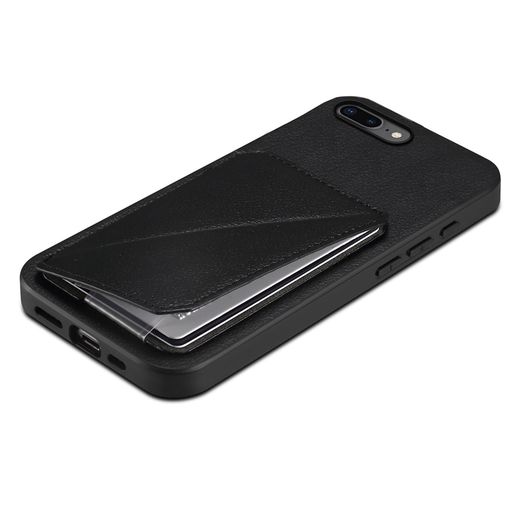 iPhone 8 Plus Calf Texture Leather Case with Dual Card Slots and Stand Function