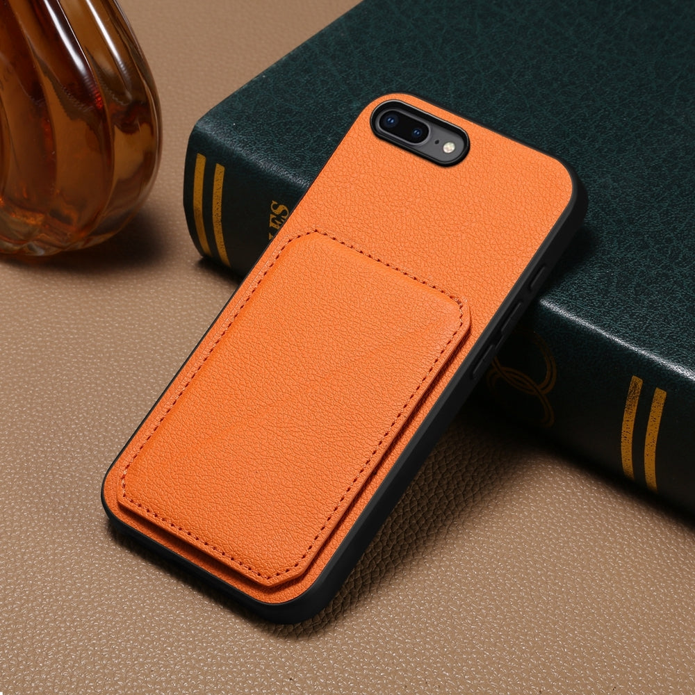 iPhone 7 Plus Calf Texture Leather Case with Dual Card Slots and Stand Function
