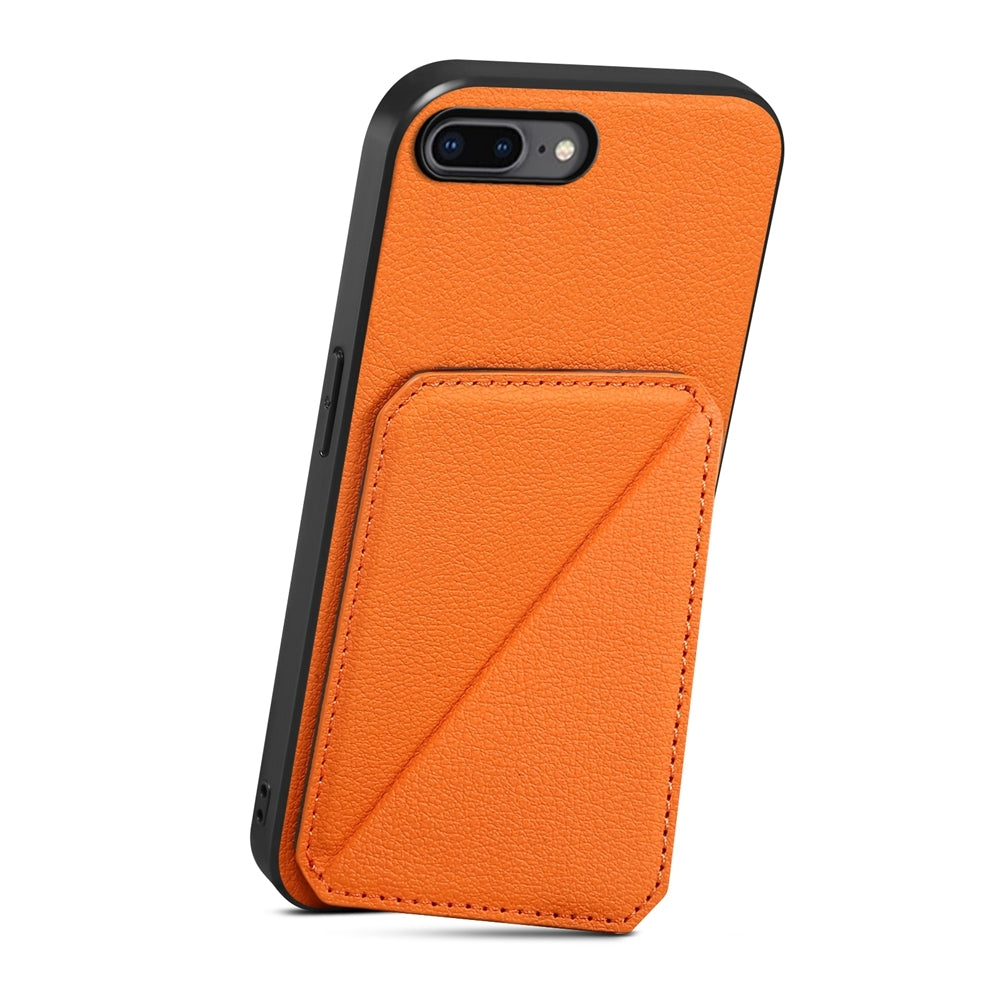 iPhone 8 Plus Calf Texture Leather Case with Dual Card Slots and Stand Function