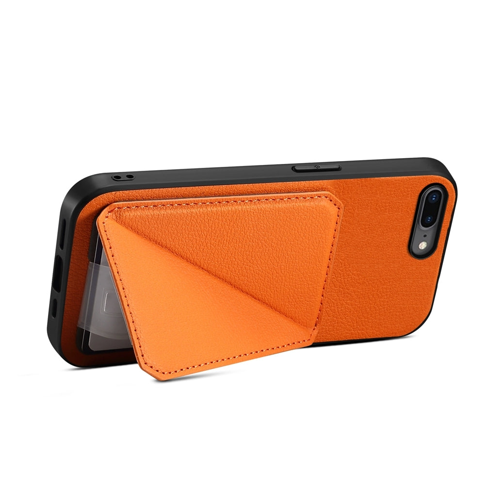 iPhone 8 Plus Calf Texture Leather Case with Dual Card Slots and Stand Function