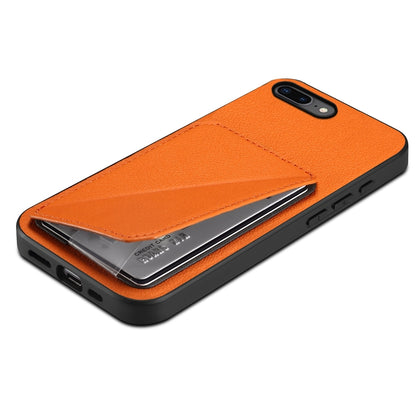 iPhone 8 Plus Calf Texture Leather Case with Dual Card Slots and Stand Function