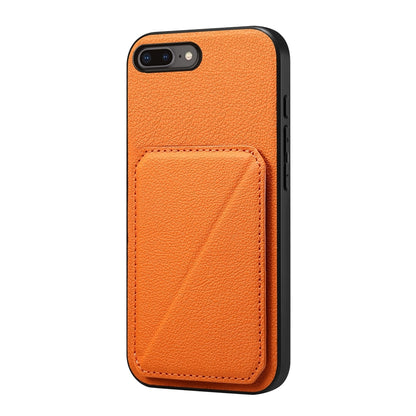 iPhone 8 Plus Calf Texture Leather Case with Dual Card Slots and Stand Function