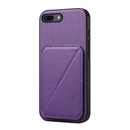 iPhone 8 Plus Calf Texture Leather Case with Dual Card Slots and Stand Function