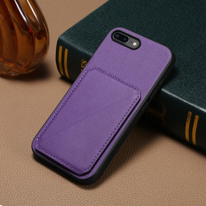 iPhone 8 Plus Calf Texture Leather Case with Dual Card Slots and Stand Function