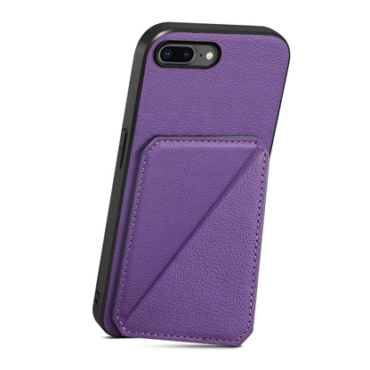 iPhone 8 Plus Calf Texture Leather Case with Dual Card Slots and Stand Function