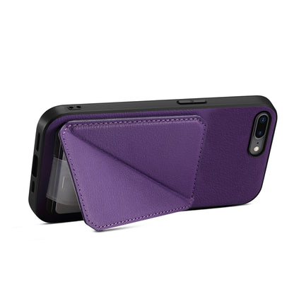 iPhone 8 Plus Calf Texture Leather Case with Dual Card Slots and Stand Function