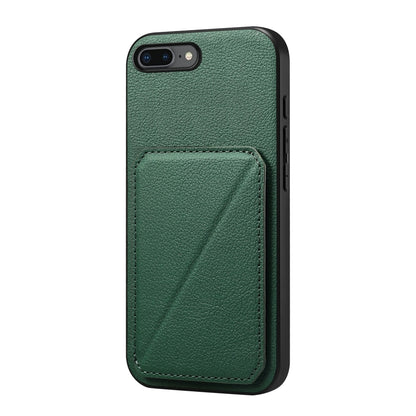 iPhone 7 Plus Calf Texture Leather Case with Dual Card Slots and Stand Function