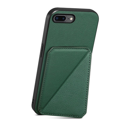 iPhone 8 Plus Calf Texture Leather Case with Dual Card Slots and Stand Function