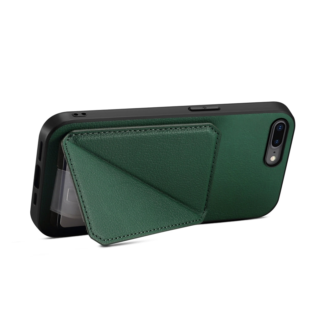 iPhone 8 Plus Calf Texture Leather Case with Dual Card Slots and Stand Function