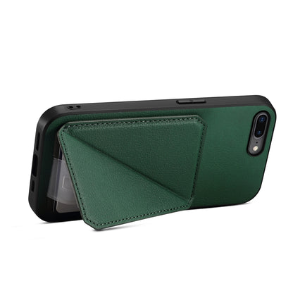 iPhone 8 Plus Calf Texture Leather Case with Dual Card Slots and Stand Function