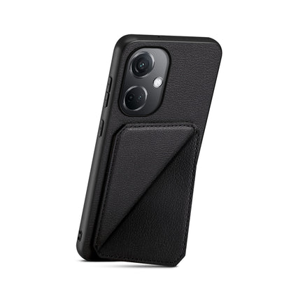 OnePlus Nord CE 3 5G Calf Texture Leather Case with Dual Card Slots and Stand Function