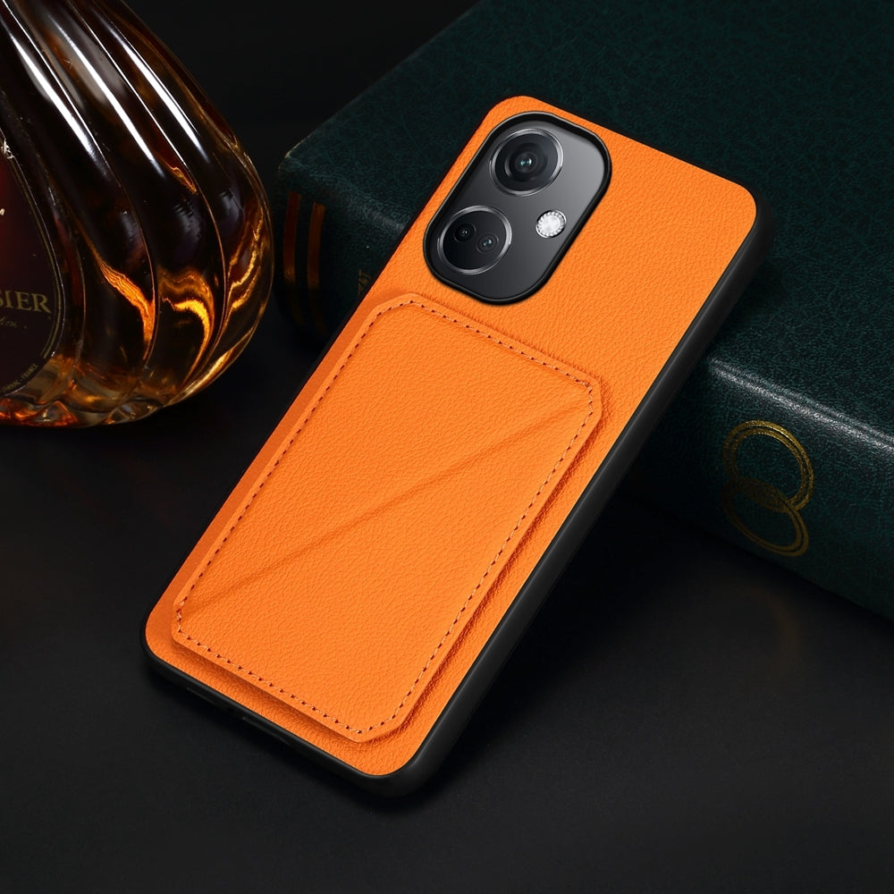 OnePlus Nord CE 3 5G Calf Texture Leather Case with Dual Card Slots and Stand Function