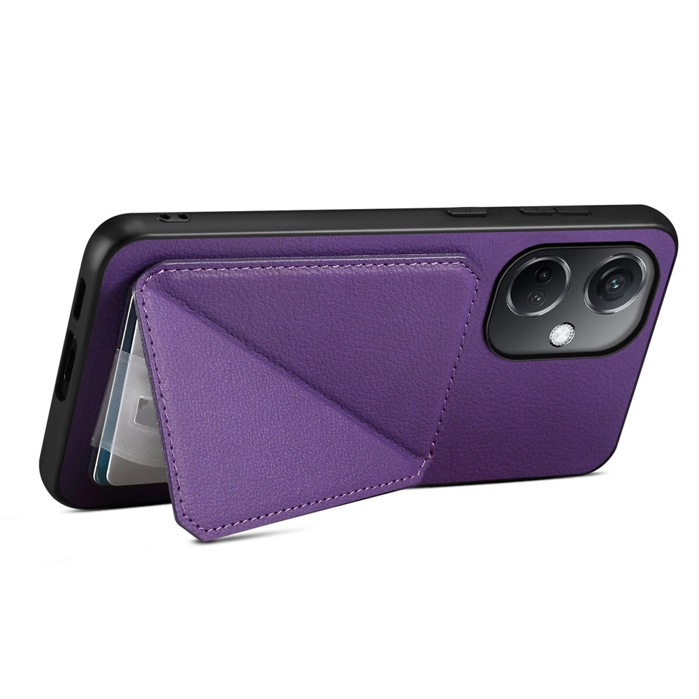 OnePlus Nord CE 3 5G Calf Texture Leather Case with Dual Card Slots and Stand Function