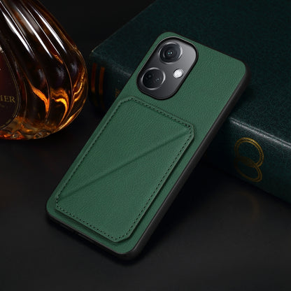 OnePlus Nord CE 3 5G Calf Texture Leather Case with Dual Card Slots and Stand Function
