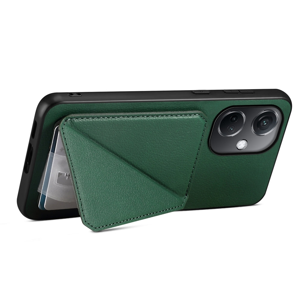 OnePlus Nord CE 3 5G Calf Texture Leather Case with Dual Card Slots and Stand Function