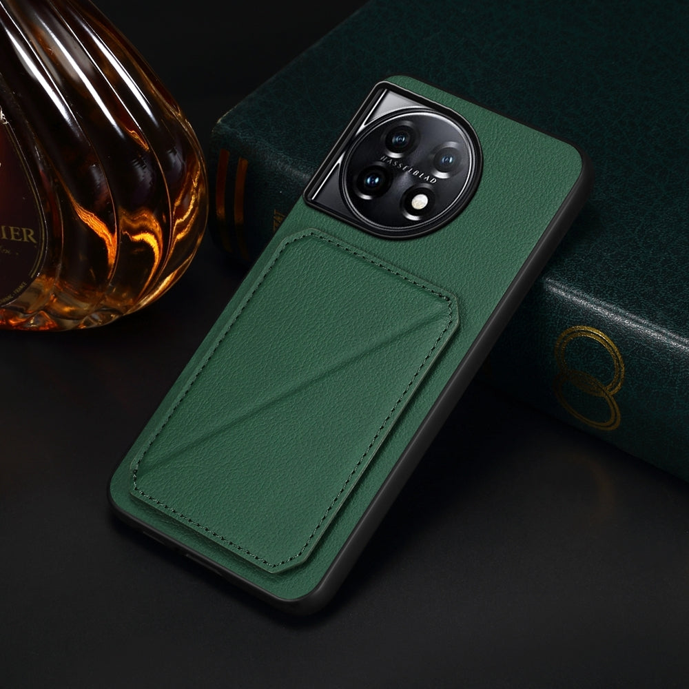 OnePlus 11 Calf Texture Leather Case with Dual Card Slots and Stand Function