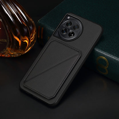 OnePlus 12 Calf Texture Leather Case with Dual Card Slots and Stand Function