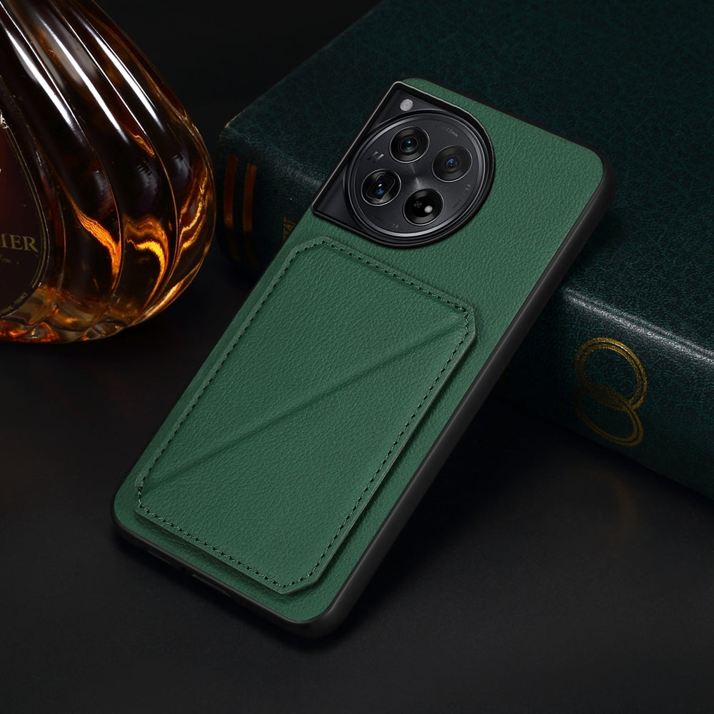 OnePlus 12 Calf Texture Leather Case with Dual Card Slots and Stand Function