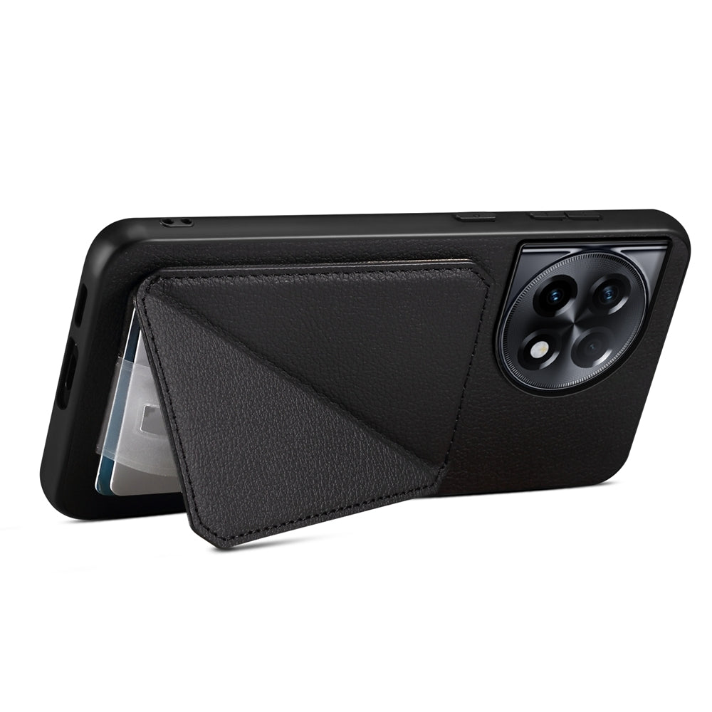 OnePlus Ace 2 Pro Calf Texture Leather Case with Dual Card Slots and Stand Function
