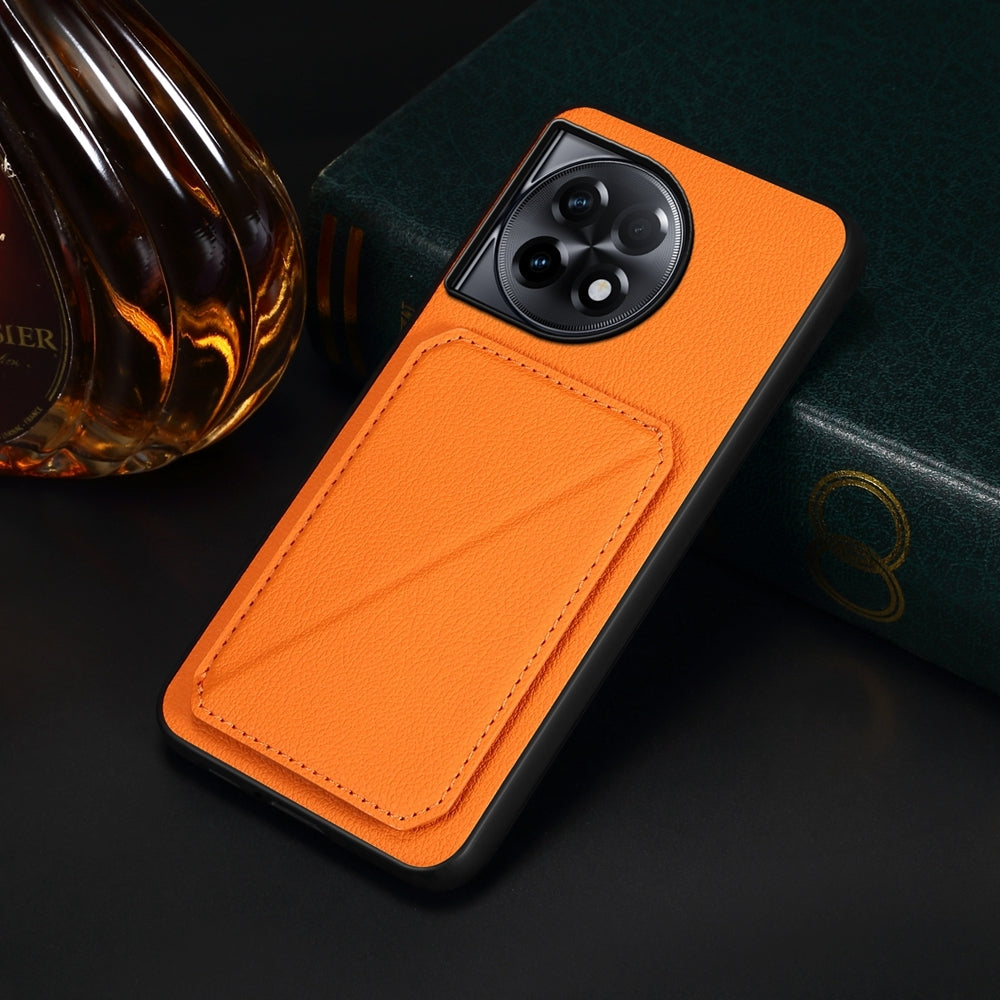 OnePlus Ace 2 Pro Calf Texture Leather Case with Dual Card Slots and Stand Function