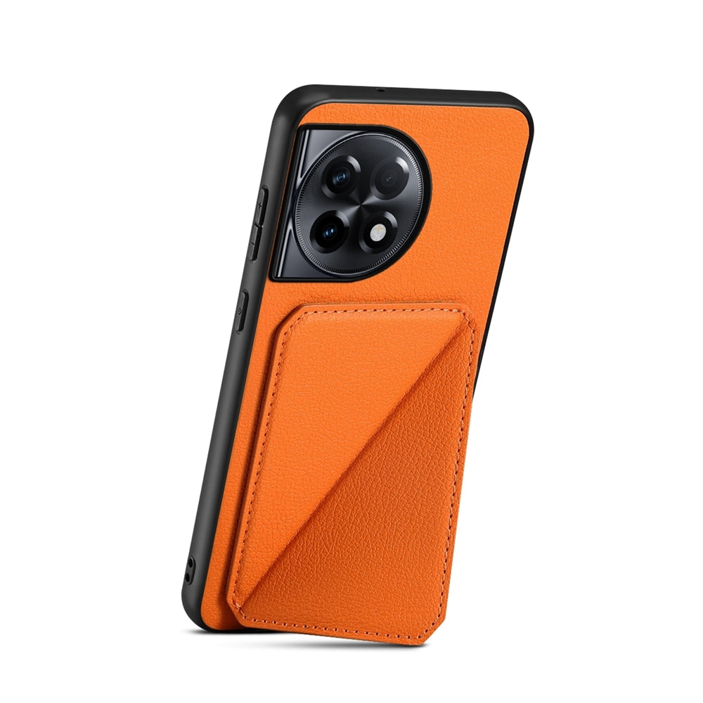 OnePlus Ace 2 Pro Calf Texture Leather Case with Dual Card Slots and Stand Function
