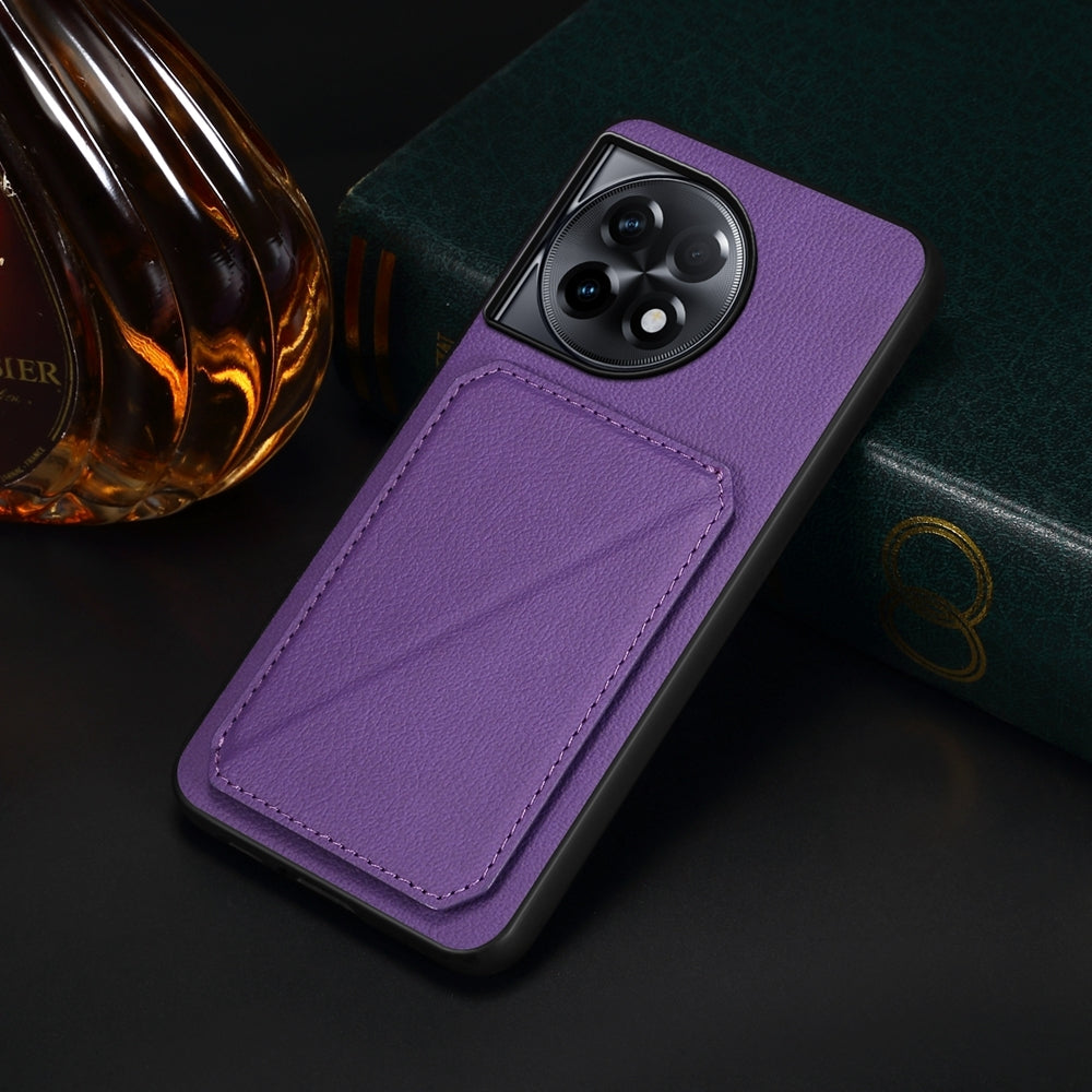 OnePlus Ace 2 Pro Calf Texture Leather Case with Dual Card Slots and Stand Function