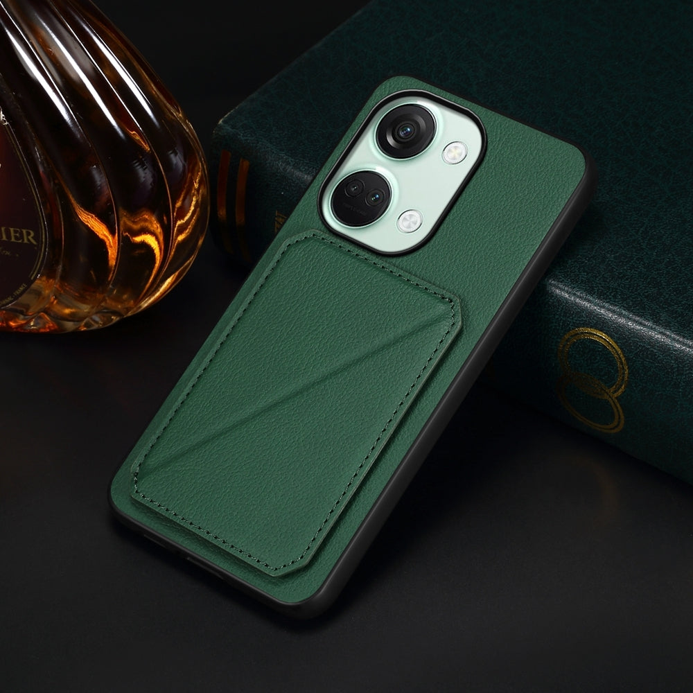 OnePlus Ace 2V Calf Texture Leather Case with Dual Card Slots and Stand Function