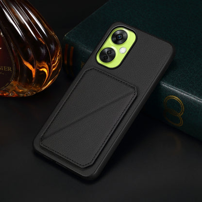 OnePlus Nord CE 3 Lite Calf Texture Leather Case with Dual Card Slots and Stand Function