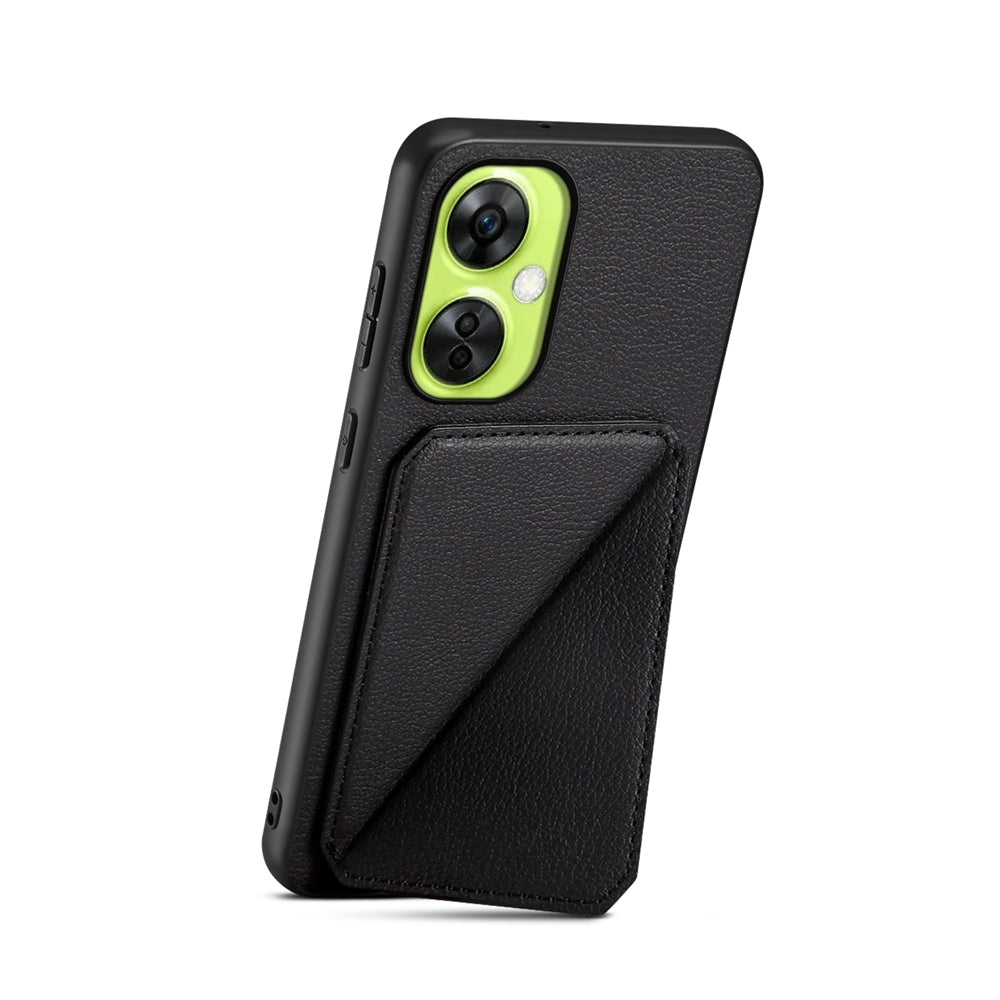 OnePlus Nord CE 3 Lite Calf Texture Leather Case with Dual Card Slots and Stand Function