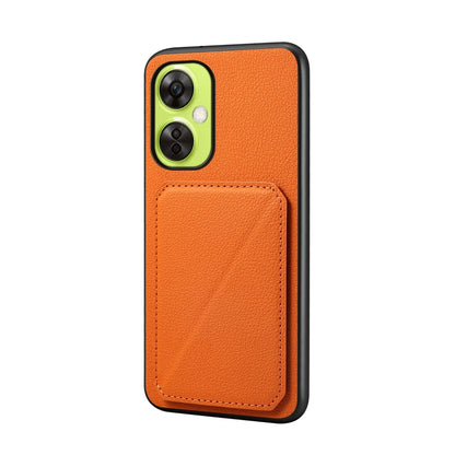 OnePlus Nord CE 3 Lite Calf Texture Leather Case with Dual Card Slots and Stand Function