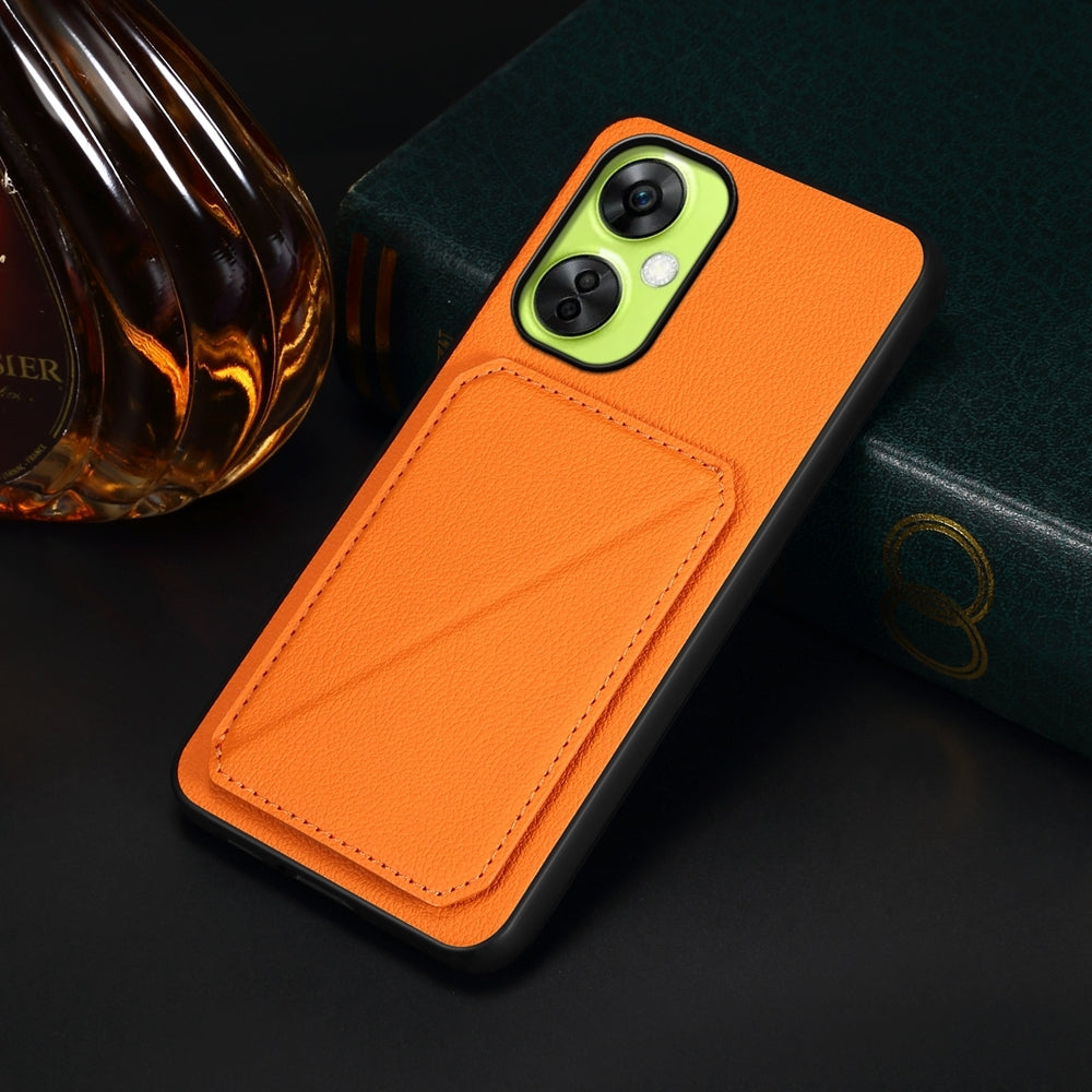 OnePlus Nord CE 3 Lite Calf Texture Leather Case with Dual Card Slots and Stand Function