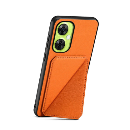 OnePlus Nord CE 3 Lite Calf Texture Leather Case with Dual Card Slots and Stand Function